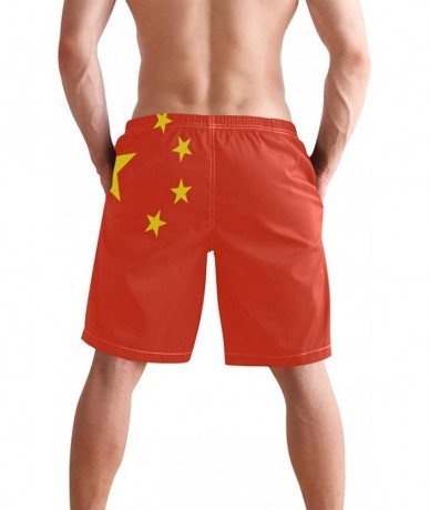 Board Shorts China Chinese Flag Country Asia Board Shorts Quick Dry Swim Trunks Beach Swimwear - CB199U73O0K $42.82