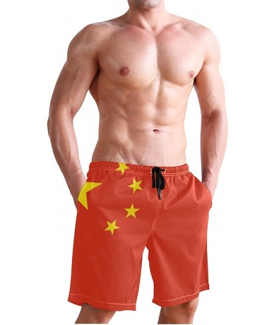 Board Shorts China Chinese Flag Country Asia Board Shorts Quick Dry Swim Trunks Beach Swimwear - CB199U73O0K $42.82