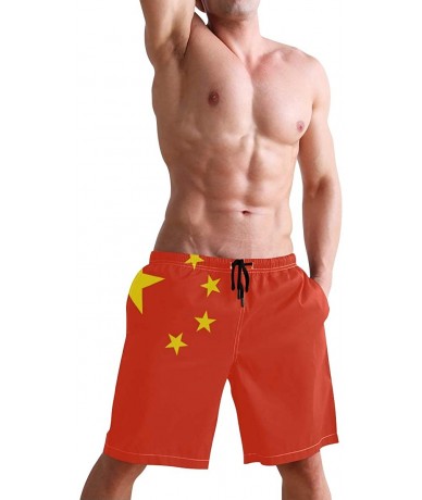 Board Shorts China Chinese Flag Country Asia Board Shorts Quick Dry Swim Trunks Beach Swimwear - CB199U73O0K $42.82