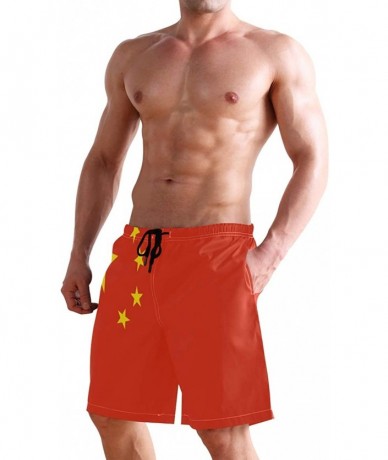 Board Shorts China Chinese Flag Country Asia Board Shorts Quick Dry Swim Trunks Beach Swimwear - CB199U73O0K $42.82