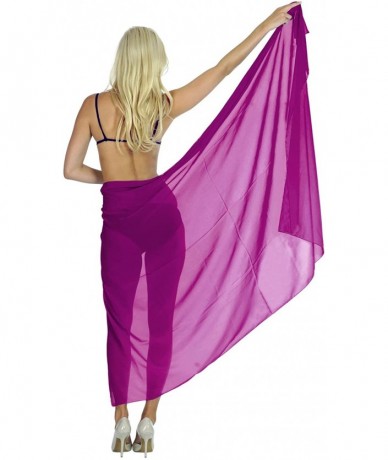 Cover-Ups Women One Size Summer Beach Wrap Cover Up Maxi Skirt Sarong Full Long B - Magenta_j299 - CN11EALW5V3 $19.46