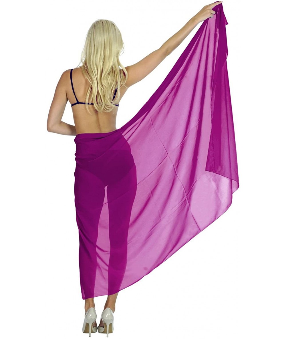 Cover-Ups Women One Size Summer Beach Wrap Cover Up Maxi Skirt Sarong Full Long B - Magenta_j299 - CN11EALW5V3 $19.46