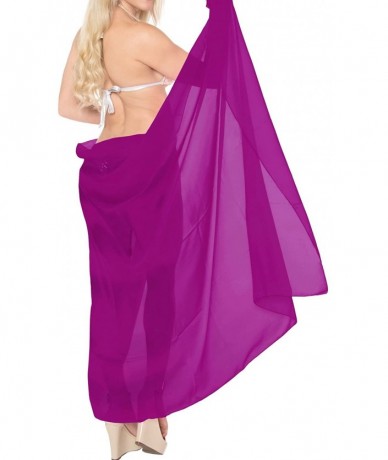 Cover-Ups Women One Size Summer Beach Wrap Cover Up Maxi Skirt Sarong Full Long B - Magenta_j299 - CN11EALW5V3 $19.46