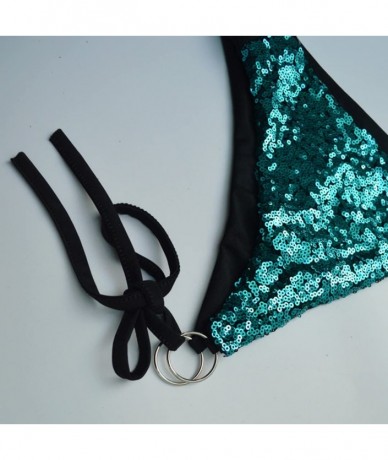 Sets 2 Piece Sexy Sequin Bikini Set Swimsuits Push-up Bra Swimsuit Swimwear Bathing Suit Bikini Set - Green - C2182SWG8ZD $36.75