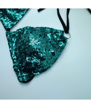 Sets 2 Piece Sexy Sequin Bikini Set Swimsuits Push-up Bra Swimsuit Swimwear Bathing Suit Bikini Set - Green - C2182SWG8ZD $36.75