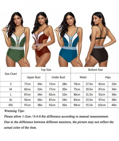 One-Pieces Womens Plunge V-Neck Halter One Piece Swimsuit Backless Swimwear Cutout Monokini Bathing Bikini Suit - Army Green ...