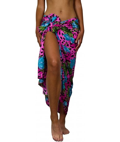 Cover-Ups Hawaiian Sarong Pareo Beach Wrap for Women Funky Casual Bikini Cover Up Very Loud Swimsuit Leopard Flowers Print - ...