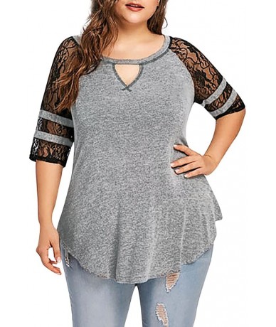 Rash Guards Casual Tops- Women Plus Size Empire Waist Raglan Sleeve Shirt Blouse Tunic Tops Tee - Gray3 - C718TDZX0DW $26.83