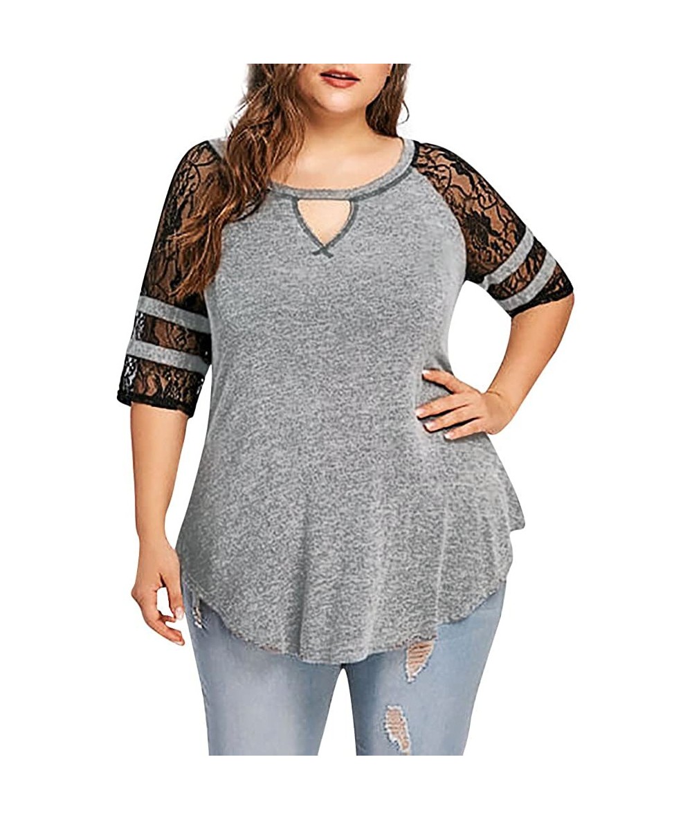 Rash Guards Casual Tops- Women Plus Size Empire Waist Raglan Sleeve Shirt Blouse Tunic Tops Tee - Gray3 - C718TDZX0DW $26.83