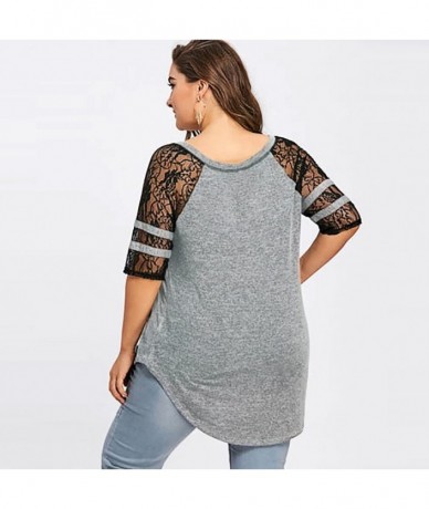 Rash Guards Casual Tops- Women Plus Size Empire Waist Raglan Sleeve Shirt Blouse Tunic Tops Tee - Gray3 - C718TDZX0DW $26.83