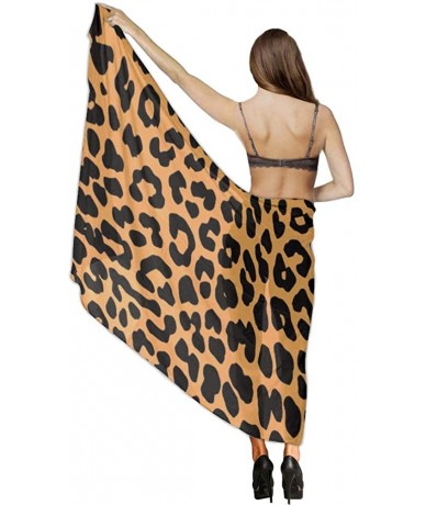 Cover-Ups Women Chiffon Sarong Beach Bikini Cover Up Wedding Party Shawls Wraps - Cool Animal Leopard Print - CC190TT0TOK $45.43