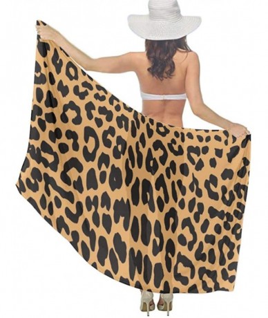 Cover-Ups Women Chiffon Sarong Beach Bikini Cover Up Wedding Party Shawls Wraps - Cool Animal Leopard Print - CC190TT0TOK $45.43