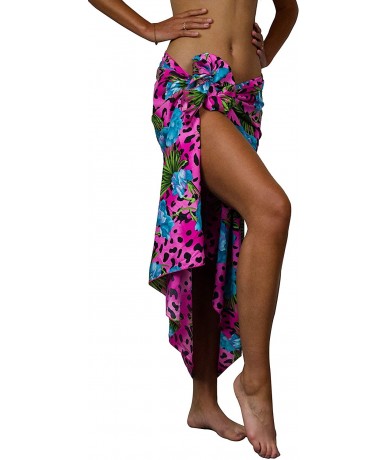 Cover-Ups Hawaiian Sarong Pareo Beach Wrap for Women Funky Casual Bikini Cover Up Very Loud Swimsuit Leopard Flowers Print - ...