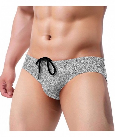 Briefs Men's Low Waist Swim Beach Briefs Breathable Bikini Trunk - Silver Glitter - C01976ZHATR $38.78