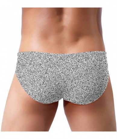 Briefs Men's Low Waist Swim Beach Briefs Breathable Bikini Trunk - Silver Glitter - C01976ZHATR $38.78