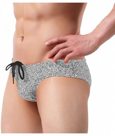 Briefs Men's Low Waist Swim Beach Briefs Breathable Bikini Trunk - Silver Glitter - C01976ZHATR $38.78