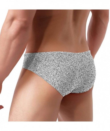 Briefs Men's Low Waist Swim Beach Briefs Breathable Bikini Trunk - Silver Glitter - C01976ZHATR $38.78