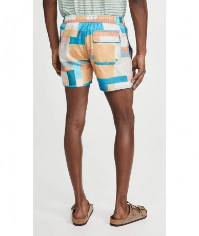 Trunks Men's Printed Hand Painted Geo Pattern Swim Shorts - Yellow - CD1945EIGGU $54.74