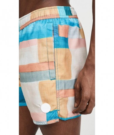 Trunks Men's Printed Hand Painted Geo Pattern Swim Shorts - Yellow - CD1945EIGGU $54.74