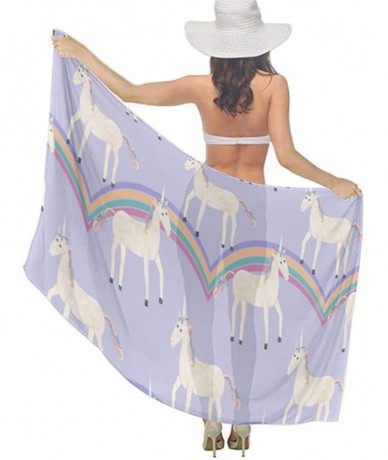 Cover-Ups Women Chiffon Scarf Sunscreen Shawl Wrap Swimsuit Cover Up Beach Sarongs - Unicorn Rainbow - CR19C4L8QG9 $45.65