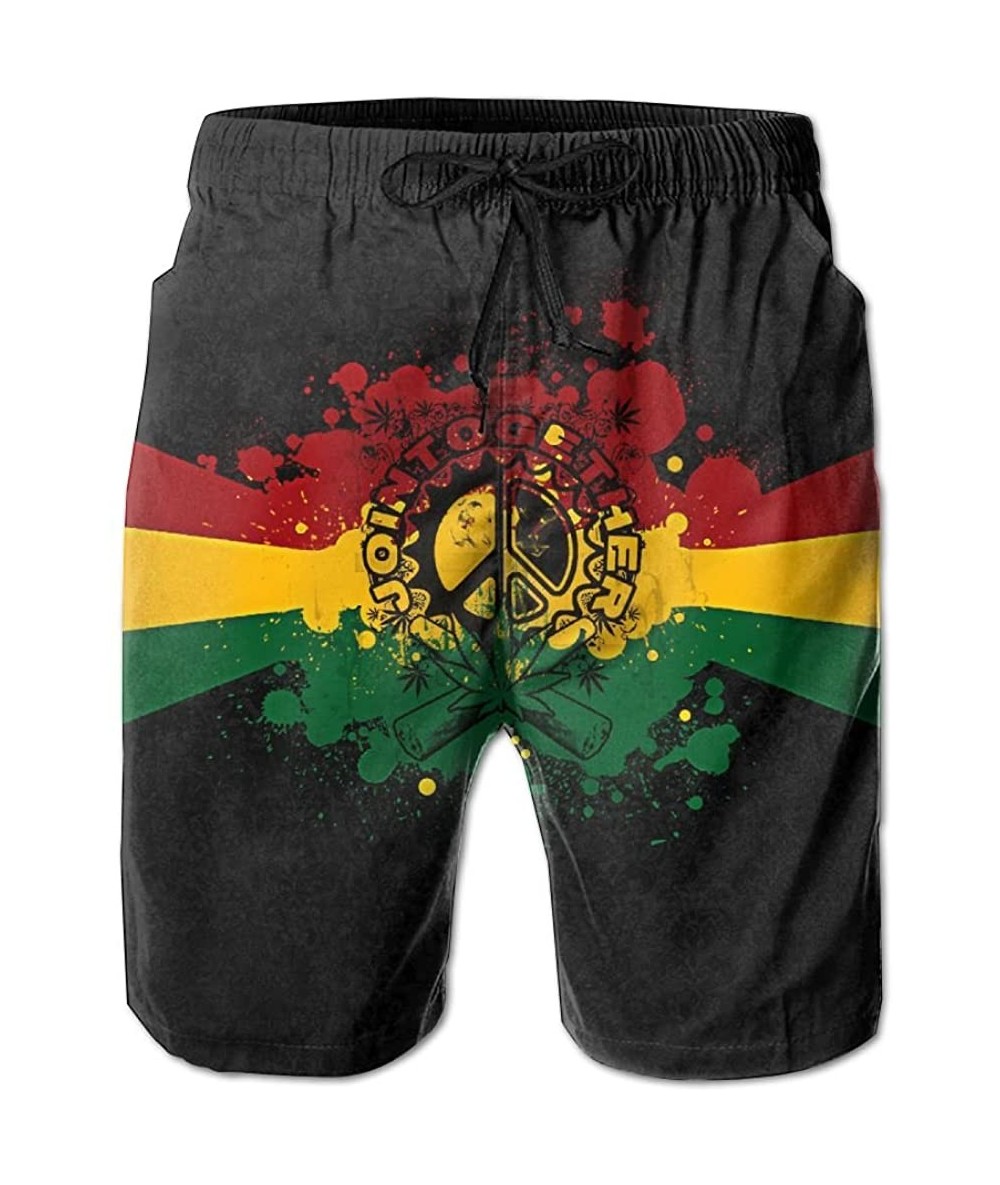 Board Shorts Men's Jamaican Reggae Summer Beach Board Shorts Quick Dry Casual Breathable Trousers - White - CZ18D7950D0 $37.94