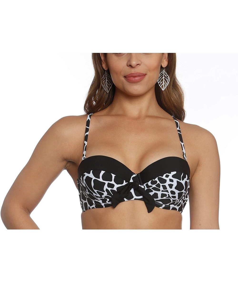 Bottoms Missy Retro Moulded Cup Bikini Top - Moma Print - C618NYNDMD2 $60.19