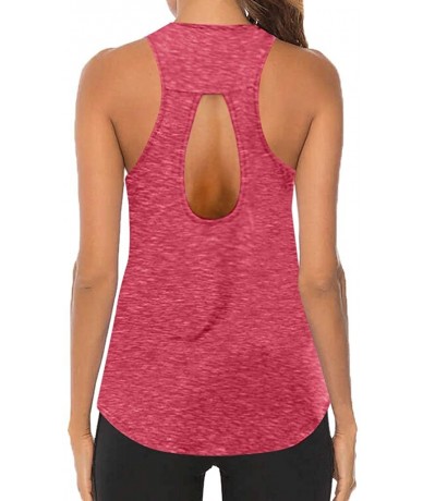 Tops Women Workout Tops Mesh Racerback Tank Yoga Shirts Gym Clothes - W-red - C9190ZXQT89 $24.19