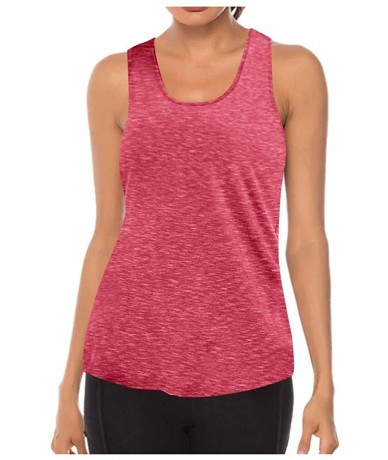 Tops Women Workout Tops Mesh Racerback Tank Yoga Shirts Gym Clothes - W-red - C9190ZXQT89 $24.19