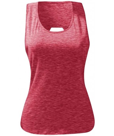 Tops Women Workout Tops Mesh Racerback Tank Yoga Shirts Gym Clothes - W-red - C9190ZXQT89 $24.19