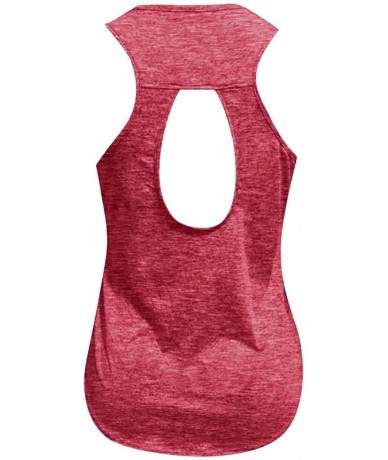 Tops Women Workout Tops Mesh Racerback Tank Yoga Shirts Gym Clothes - W-red - C9190ZXQT89 $24.19