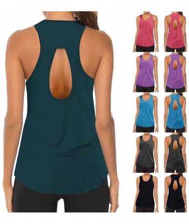 Tops Women Workout Tops Mesh Racerback Tank Yoga Shirts Gym Clothes - W-red - C9190ZXQT89 $24.19