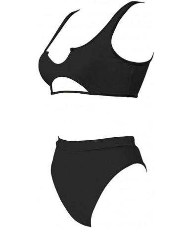 Sets Women Cutout Bikini Sets Push Up High Waisted Swimsuits 2 Piece - 13 Black - CQ193IQ9SND $46.49