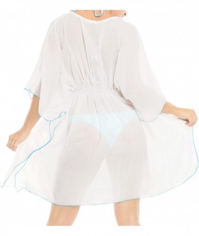 Cover-Ups Women's Mini Swimwear Bathing Suit Cover Ups for Swimsuit Embroidered - Ghost White_n568 - CA11OJMH2ML $34.40