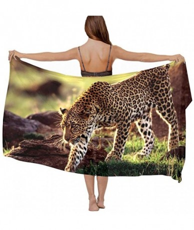 Cover-Ups Women Girl Beach Bikini Cover Up Chiffon Sarong Fashion Scarf Shawl Wrap - Leopard Cheetah Pattern - C8190HITQK4 $4...