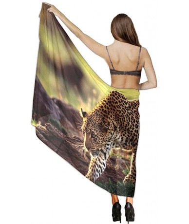 Cover-Ups Women Girl Beach Bikini Cover Up Chiffon Sarong Fashion Scarf Shawl Wrap - Leopard Cheetah Pattern - C8190HITQK4 $4...