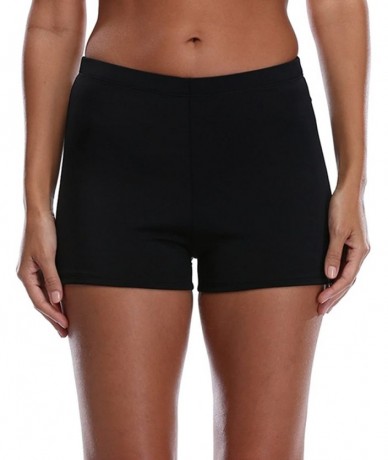 Board Shorts Women Swim Shorts Boardshort Wide Waistband Boyshort Tankini Bottoms - Boardshorts/Black - C7180L9NCQH $20.57