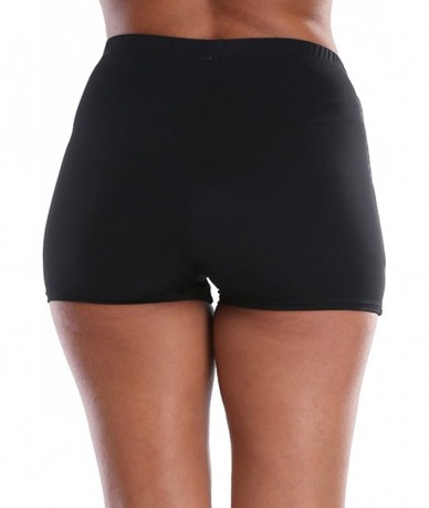 Board Shorts Women Swim Shorts Boardshort Wide Waistband Boyshort Tankini Bottoms - Boardshorts/Black - C7180L9NCQH $20.57