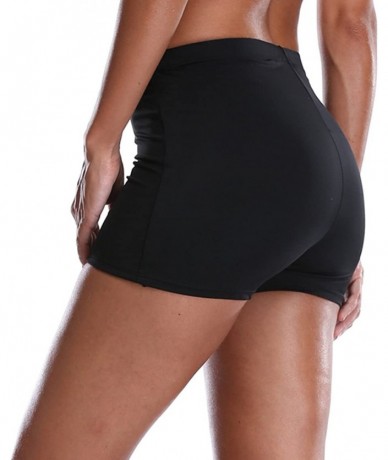 Board Shorts Women Swim Shorts Boardshort Wide Waistband Boyshort Tankini Bottoms - Boardshorts/Black - C7180L9NCQH $20.57