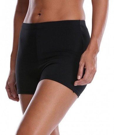 Board Shorts Women Swim Shorts Boardshort Wide Waistband Boyshort Tankini Bottoms - Boardshorts/Black - C7180L9NCQH $20.57