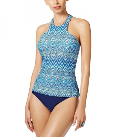 Tops Women's St. Martin High-Neck Tankini Top - Navy - CS18007WXSK $25.68