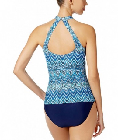 Tops Women's St. Martin High-Neck Tankini Top - Navy - CS18007WXSK $25.68