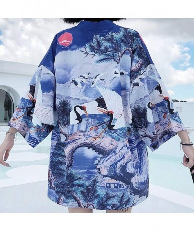 Cover-Ups Women's Summer Loose fit Beach Japanese Kimono Cover up OneSize US S-XL - Style 63 - CA19DSZ0X2E $42.42