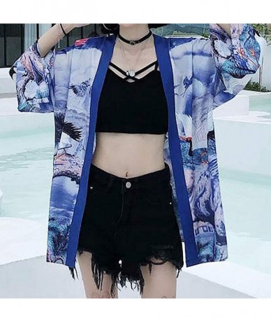 Cover-Ups Women's Summer Loose fit Beach Japanese Kimono Cover up OneSize US S-XL - Style 63 - CA19DSZ0X2E $42.42