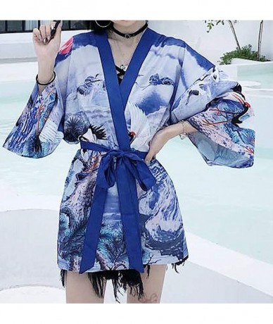 Cover-Ups Women's Summer Loose fit Beach Japanese Kimono Cover up OneSize US S-XL - Style 63 - CA19DSZ0X2E $42.42