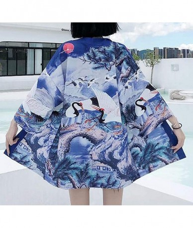 Cover-Ups Women's Summer Loose fit Beach Japanese Kimono Cover up OneSize US S-XL - Style 63 - CA19DSZ0X2E $42.42