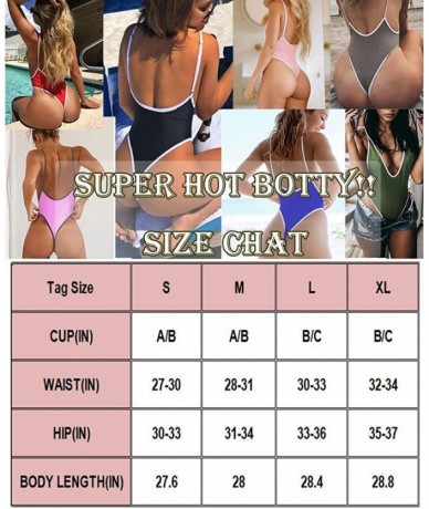 One-Pieces Sexy Womens Monokini Deep V One Piece Backless Cheeky Swimwear Semi Thong Bikini - Neon Pink - CG18SIZ6MIY $33.80