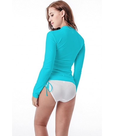 Rash Guards UV Sun Protection Women's Basic Skins Long-Sleeve Rashguard Top - Blue - CA129L00TDT $41.33