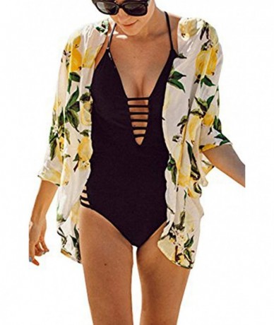 Cover-Ups Summer Womens Beach Wear Cover up Swimwear Beachwear Bikini Cardigan - 2-yellow - C6185X5R6WN $29.92