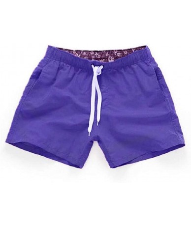 Board Shorts Mens Surfing Casual Quick-Dry Plain Swim Trunks Beach Shorts Boardshorts - Purple - CH18UTE3QLN $31.86