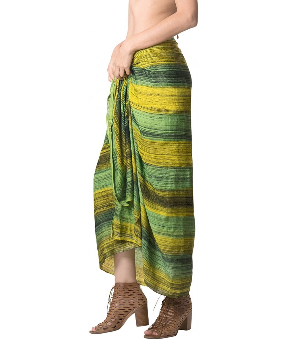 Cover-Ups Women's Swimwear Pareo Sarong Bikini Coverups Wrap Skirt Hand Tie Dye - Green_h953 - CE187DIZZ8O $26.93